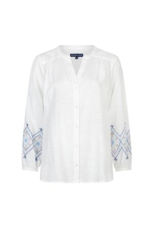 Red Button Blouse & Embroidery 384 Bluemulti