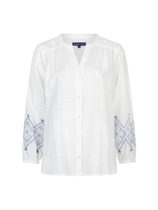 Red Button Blouse & Embroidery 384 Bluemulti