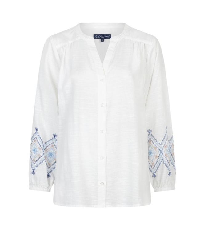 Red Button Blouse & Embroidery 384 Bluemulti