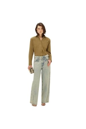 Josh V LOUELLA mid-rise wide-leg jeans 606 light dirty denim
