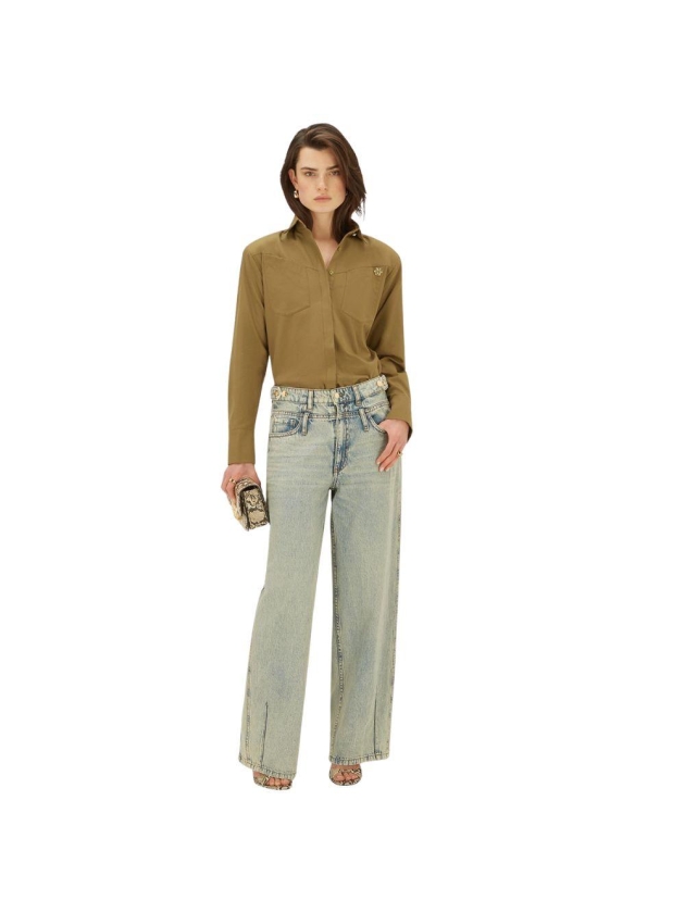 Josh V LOUELLA mid-rise wide-leg jeans 606 light dirty denim