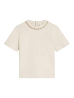 Josh V ROSINA regular fit T-shirt with rhinestones 296 ecru melange