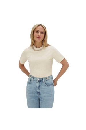 Josh V ROSINA regular fit T-shirt with rhinestones 296 ecru melange