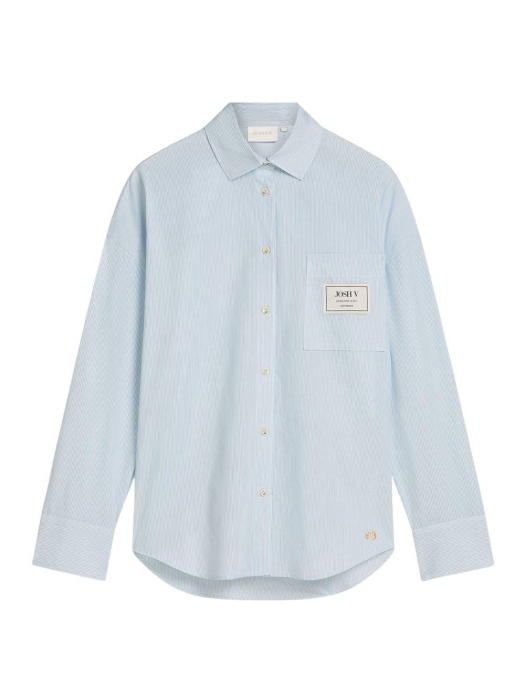 Josh V NEVEAH oversized blouse with scarf tie 630 fresh blue stripe