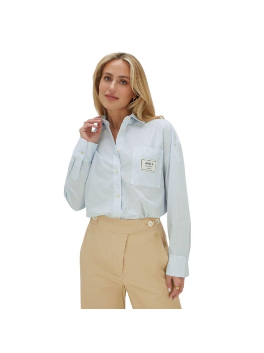 Josh V NEVEAH oversized blouse with scarf tie 630 fresh blue stripe
