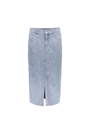 Geisha Jeans skirt jacquard flower 830 Bleached denim