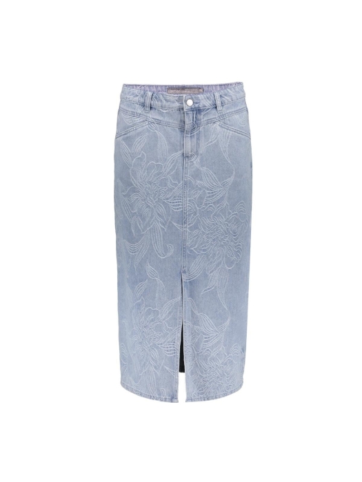 Geisha Jeans skirt jacquard flower 830 Bleached denim