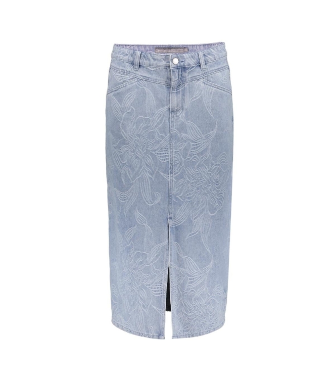 Geisha Jeans skirt jacquard flower 830 Bleached denim