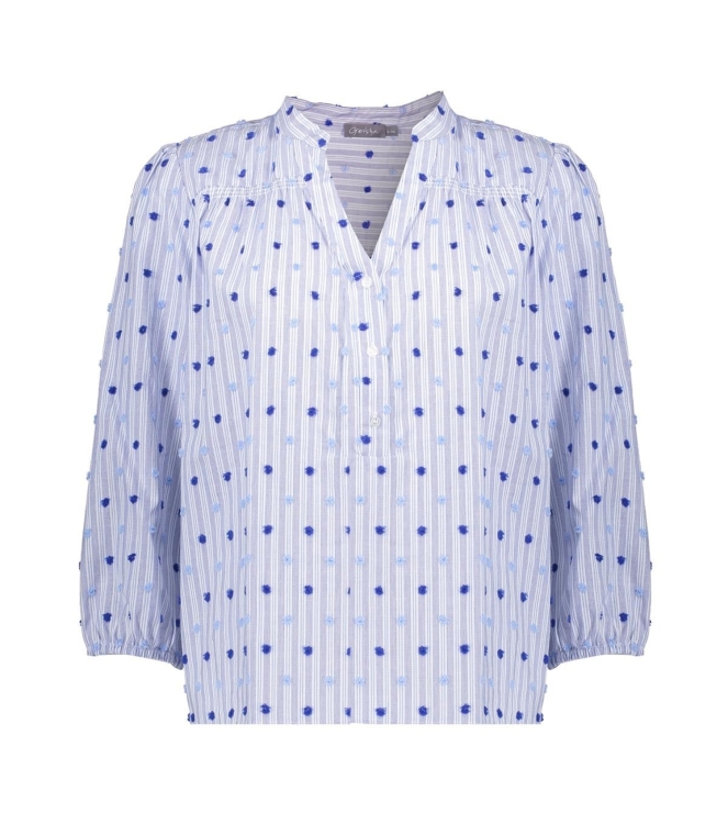 Geisha Blouse stripes + dots 625 Blue