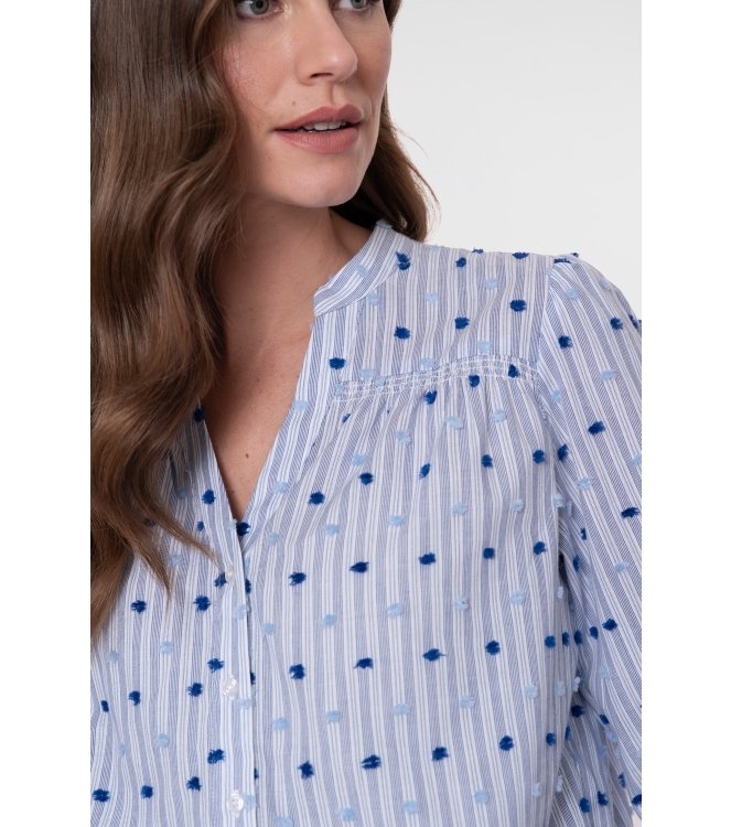 Geisha Blouse stripes + dots 625 Blue