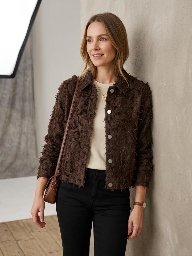 Red Button Bomber fringes 59 Espresso