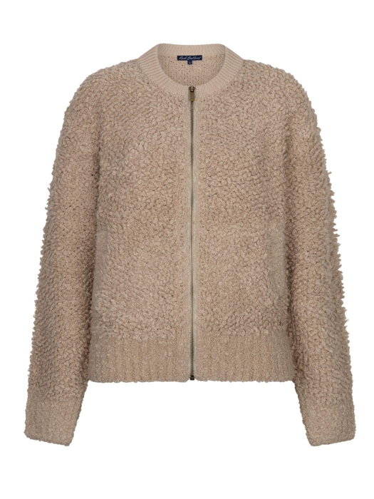 Red Button Bomber knit boucle 416 Latte