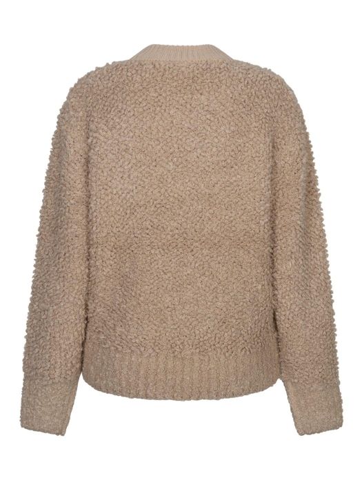 Red Button Bomber knit boucle 416 Latte