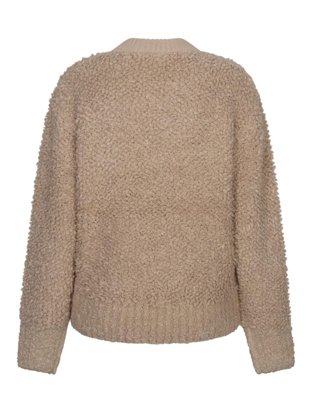 Red Button Bomber knit boucle 416 Latte