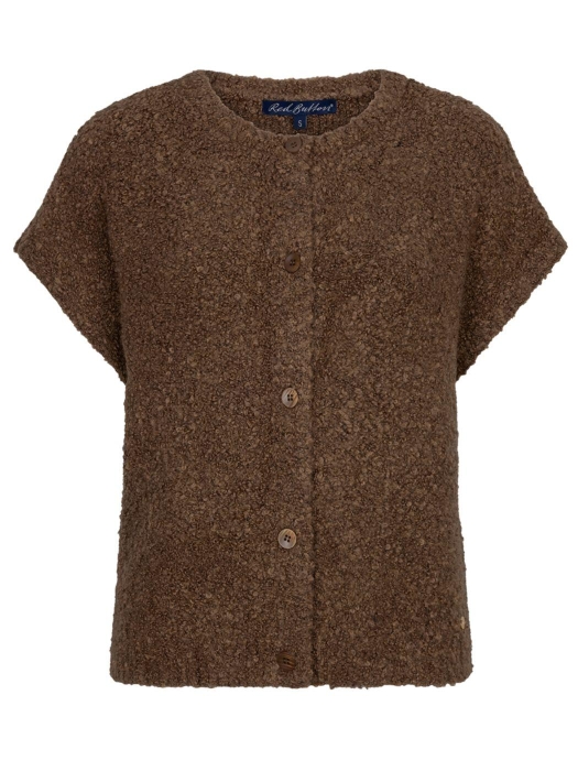 Red Button Sleeveless knit boucle 419 Mud