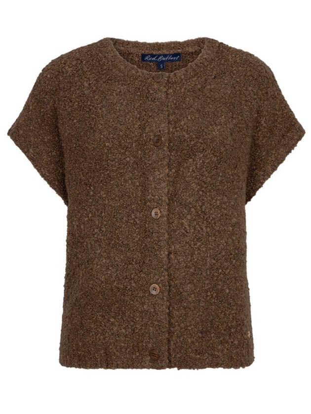 Red Button Sleeveless knit boucle 419 Mud