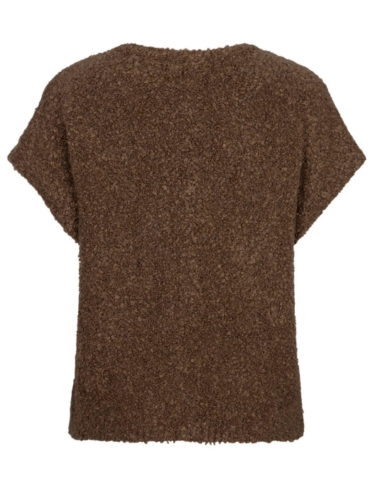 Red Button Sleeveless knit boucle 419 Mud