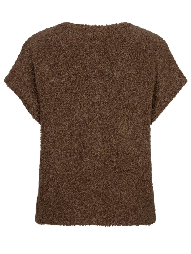 Red Button Sleeveless knit boucle 419 Mud