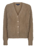 Red Button Cardigan fuzzy 416 Latte