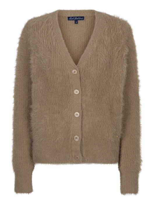 Red Button Cardigan fuzzy 416 Latte