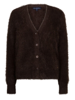 Red Button Cardigan fuzzy 59 Espresso