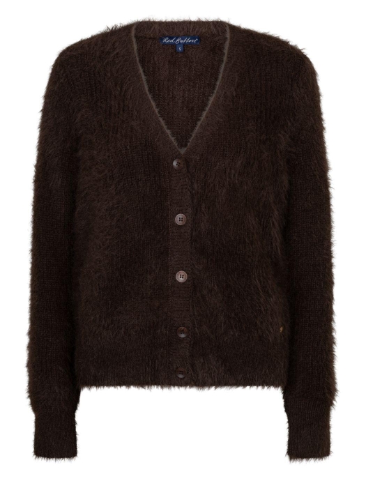 Red Button Cardigan fuzzy 59 Espresso