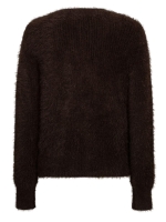 Red Button Cardigan fuzzy 59 Espresso