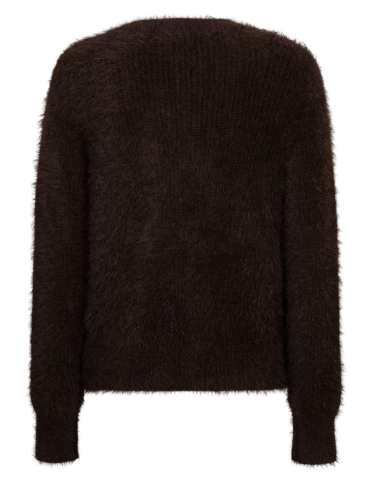 Red Button Cardigan fuzzy 59 Espresso