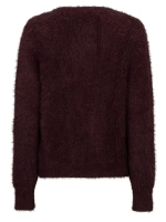 Red Button Cardigan fuzzy 344 Burgundy