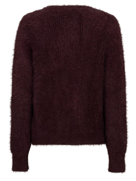 Red Button Cardigan fuzzy 344 Burgundy