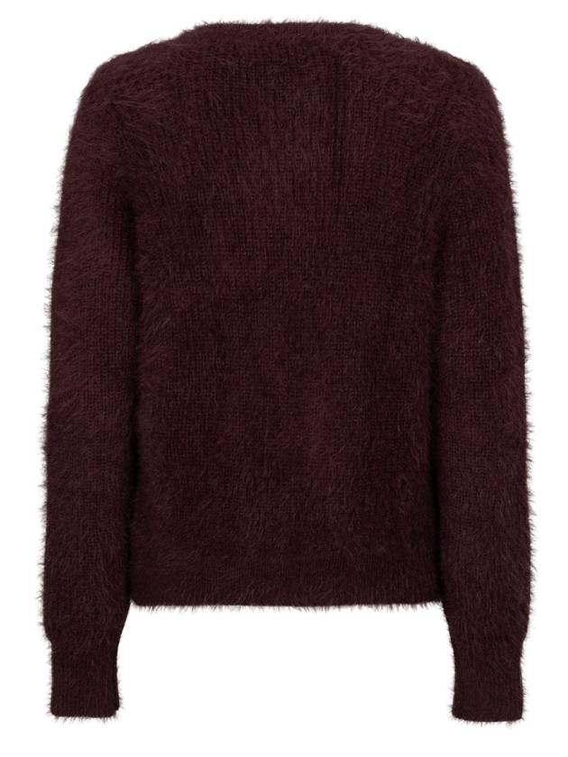 Red Button Cardigan fuzzy 344 Burgundy