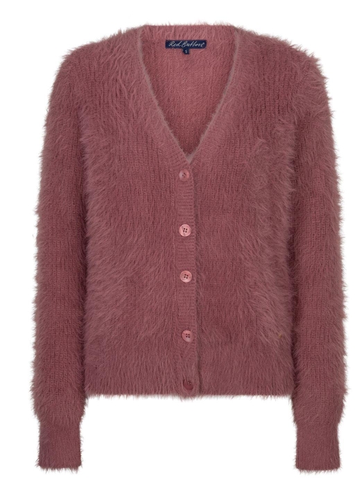 Red Button Cardigan fuzzy 348 Mauve