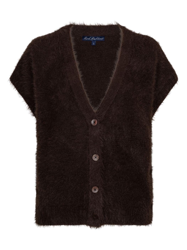 Red Button Sleeveless fuzzy 59 Espresso