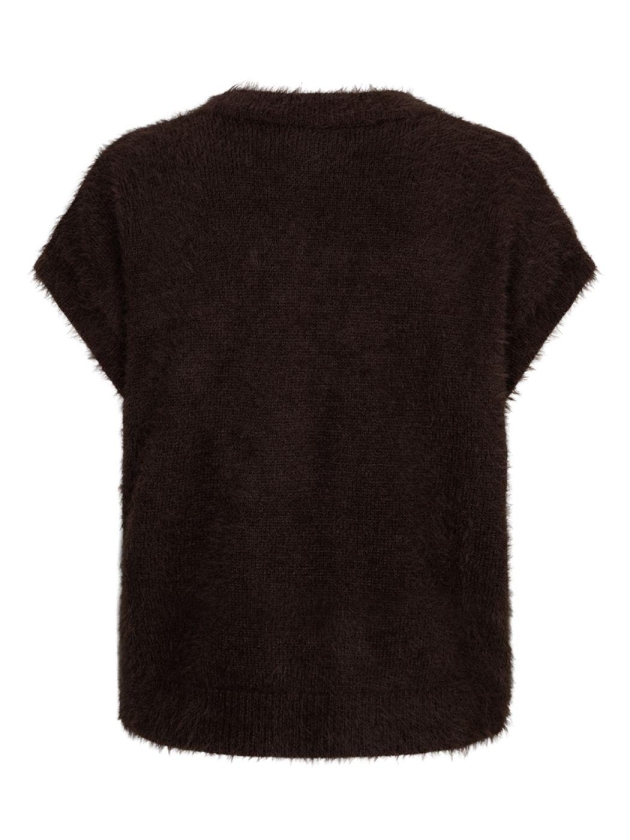 Red Button Sleeveless fuzzy 59 Espresso