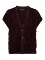 Red Button Sleeveless fuzzy 344 Burgundy