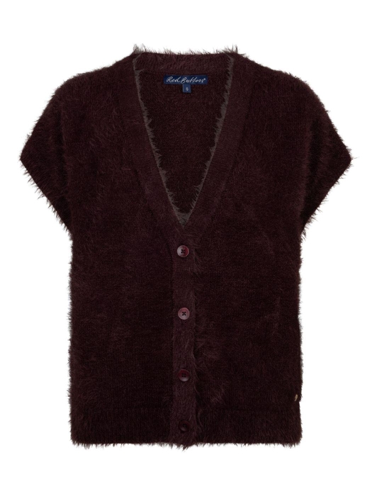Red Button Sleeveless fuzzy 344 Burgundy