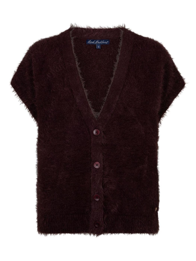Red Button Sleeveless fuzzy 344 Burgundy
