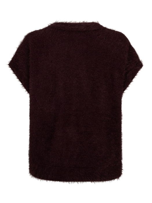 Red Button Sleeveless fuzzy 344 Burgundy