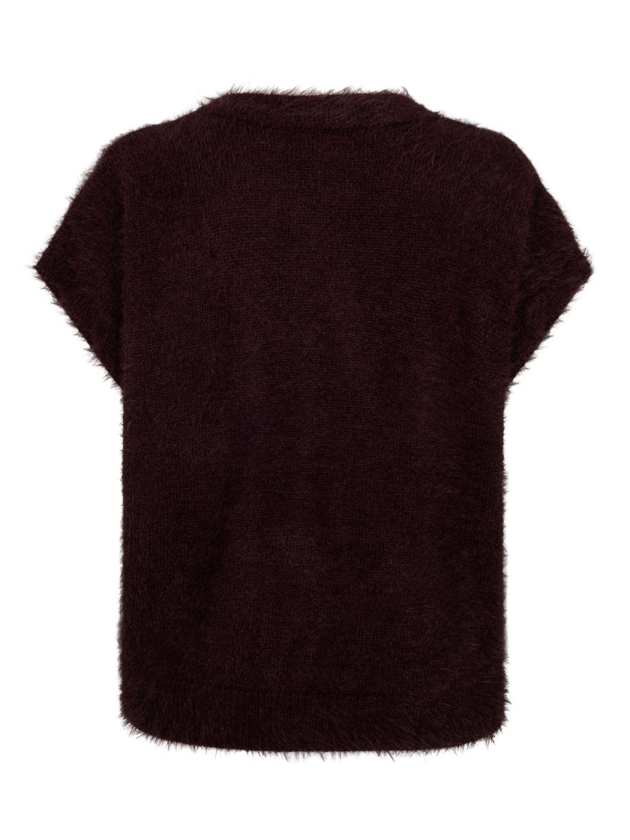 Red Button Sleeveless fuzzy 344 Burgundy