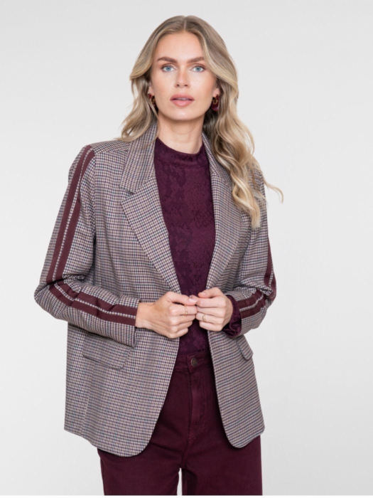 Geisha Blazer check + tape 000480 Burgundy