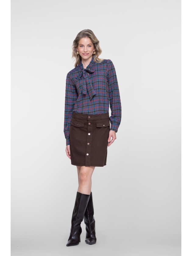 Geisha Jeans skirt buttons 000775 Brown