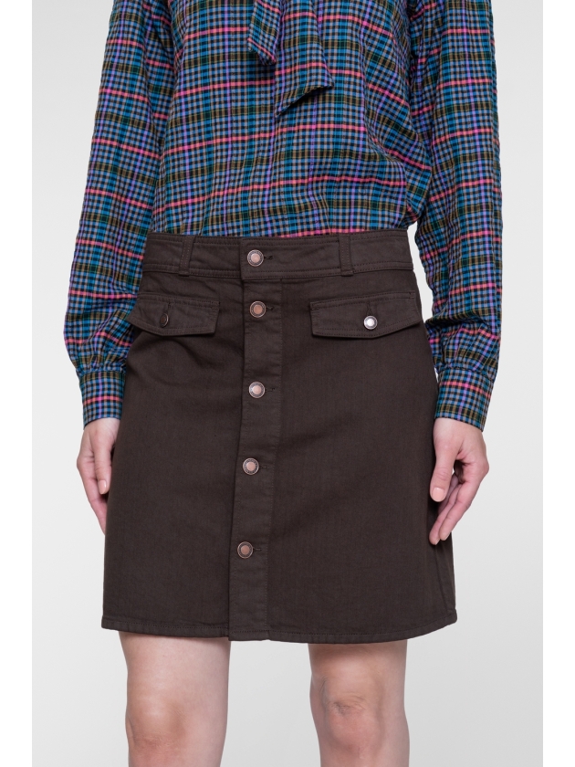 Geisha Jeans skirt buttons 000775 Brown