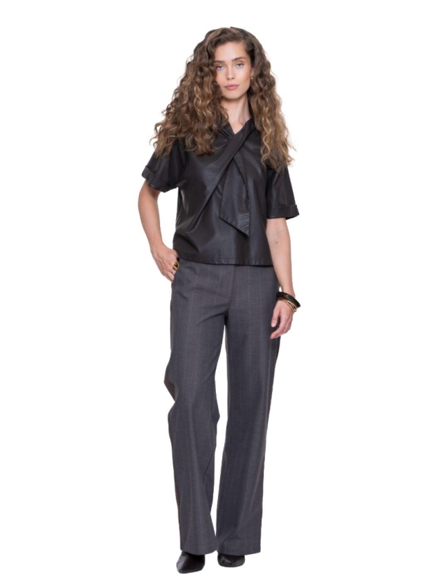 Geisha Pants pinstripe + tape 000775 Brown
