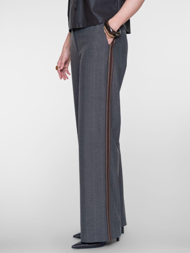 Geisha Pants pinstripe + tape 000775 Brown