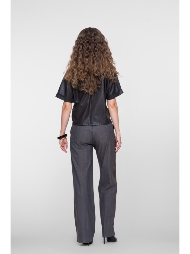 Geisha Pants pinstripe + tape 000775 Brown