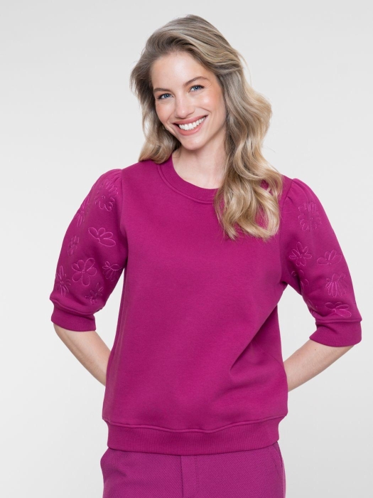 Geisha Sweat short sleeve embr. 000449 Cyclame