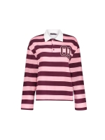 Geisha Sweat striped with collar 000180 Burgundy