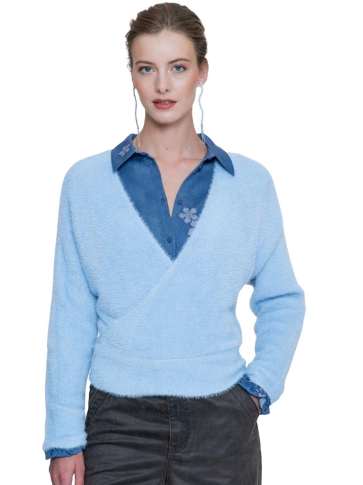 Geisha Cross over hairy top 00625 Blue