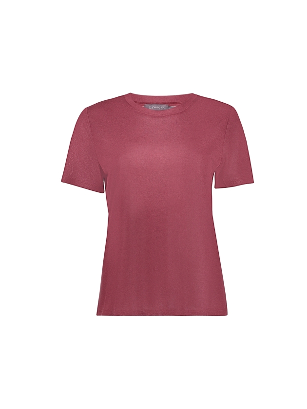 Geisha T-shirt round neck foil 000480 Burgundy