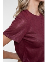Geisha T-shirt round neck foil 000480 Burgundy